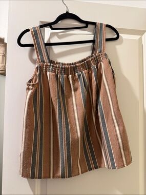Evereve Striped Tank Top in Rust, Gray & Cream